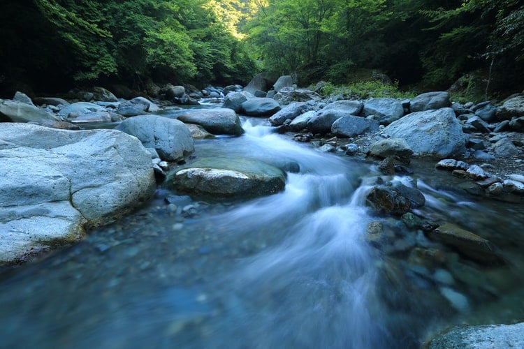 A rocky river.